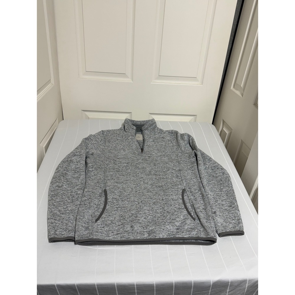 Thread & Supply Heather Grey Quarter Zip Fleece Pullover Sweater JKX5961 Medium